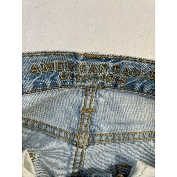 American eagle 31x32 relaxed straight jeans light denim distressed #54485 - Picture 7 of 9